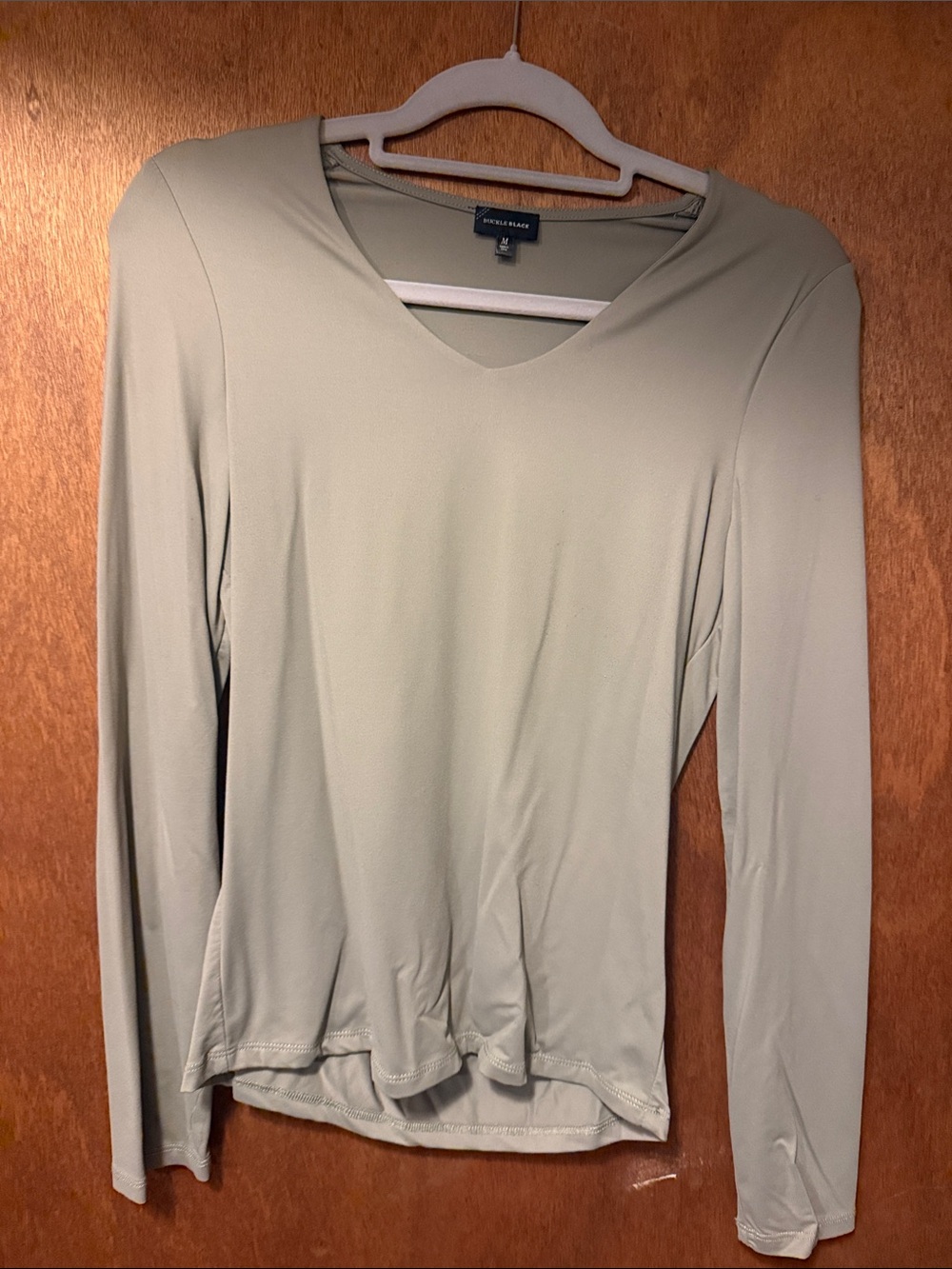 Buckle Black Long-Sleeve V-Neck Top in Sage
